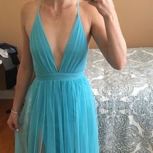 NWT: Modern Cinderella Deep V Maxi Dress